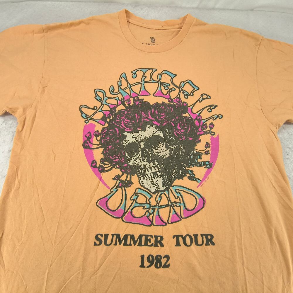 Grateful Dead Band Crew Neck Short Sleeve Graphic Shirt Mens Size L Orange